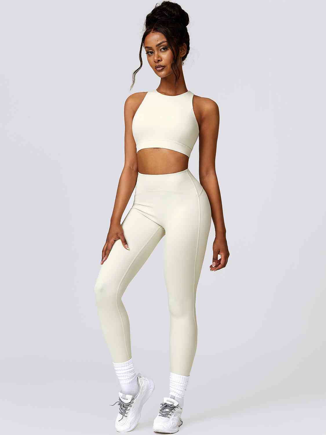 Cutout Cropped Sport Tank and Leggings Set - 2 PCS. - T - 5 COLOR -