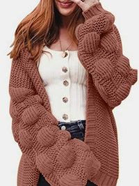 Thumbnail for Open Front Long Sleeve Cardigan - T - 7 COLORS -