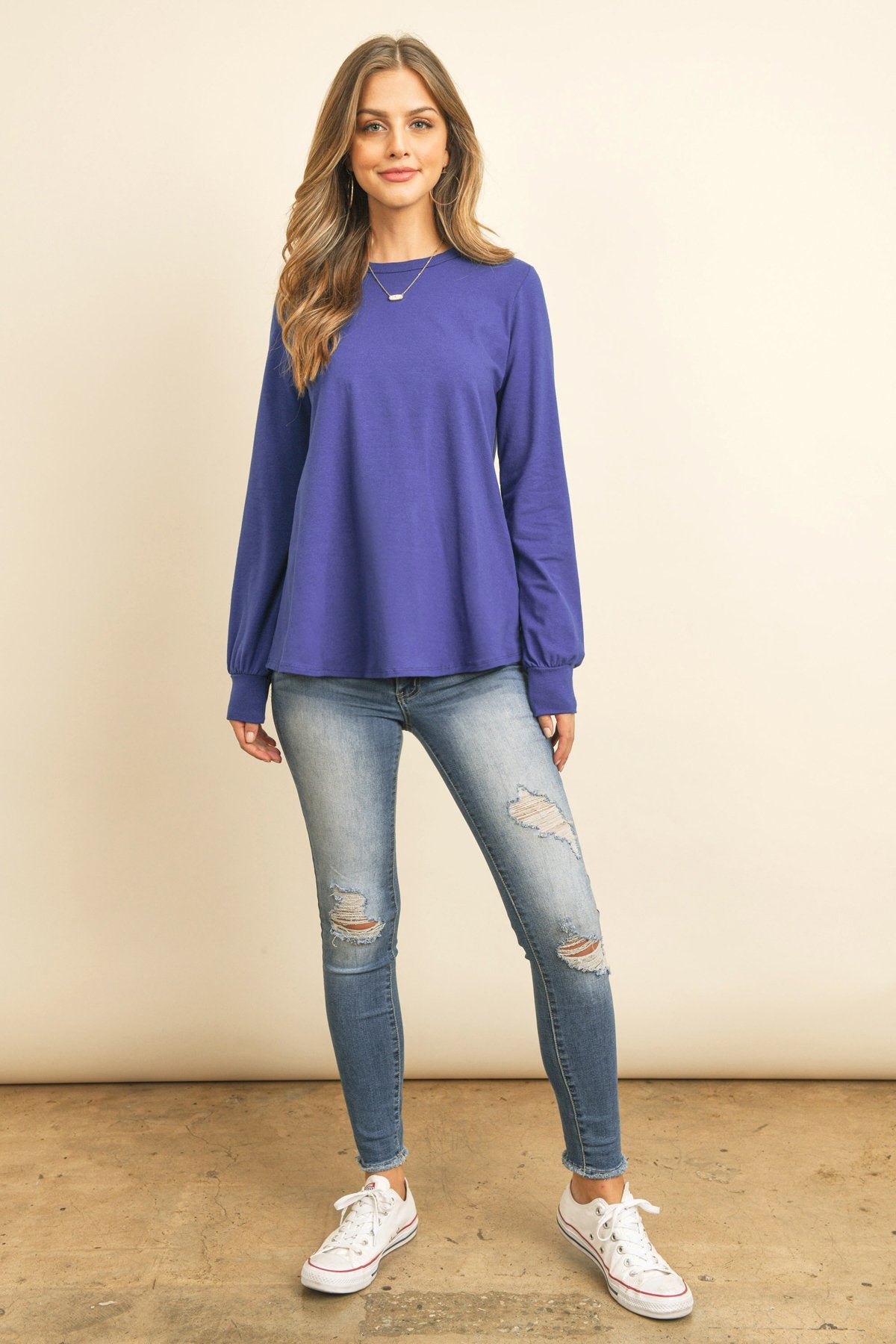 Riah Fashion - Long Sleeve Round Neck Solid Top - 17 COLORS -