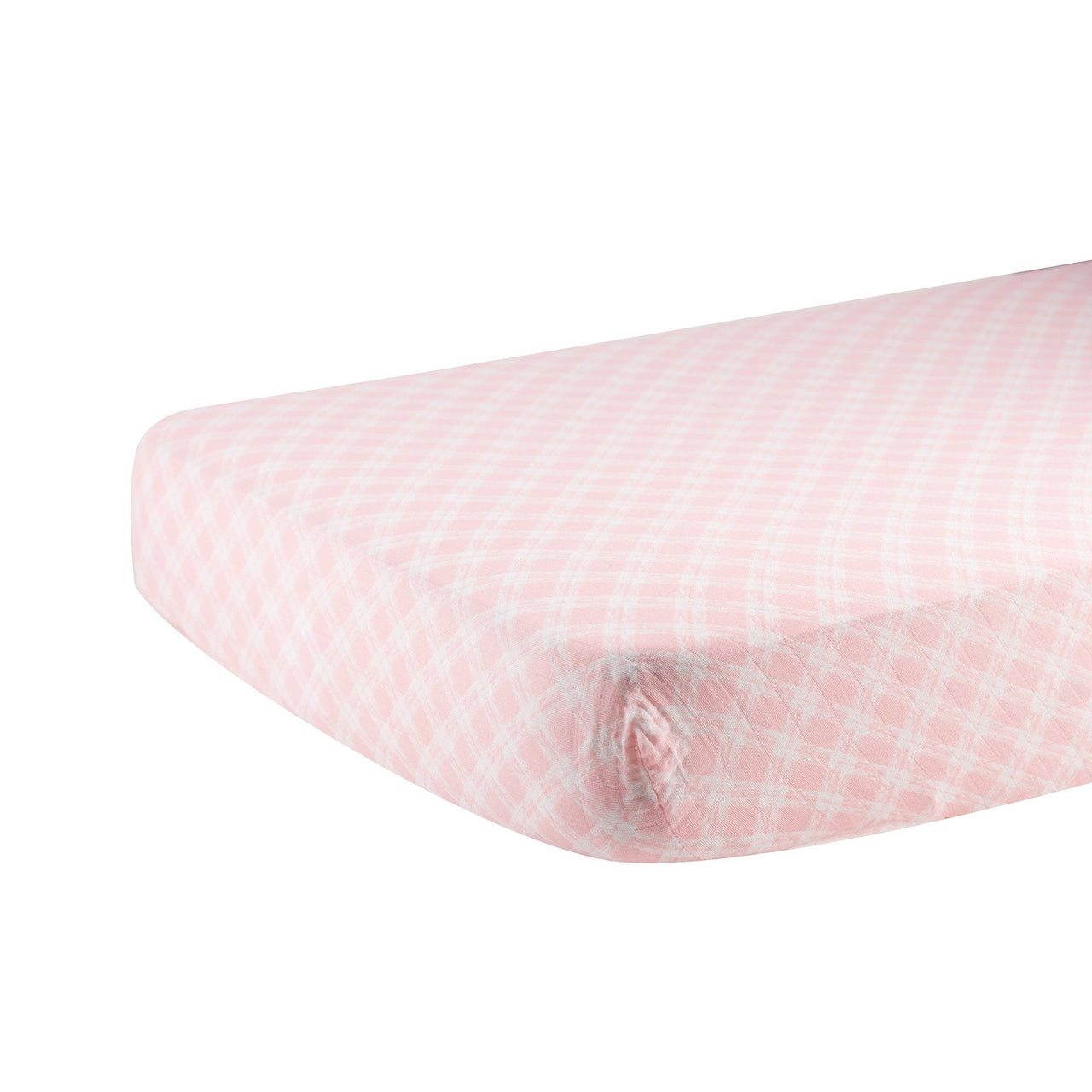 Newcastle - Primrose Pink Plaid Cotton Muslin Crib Sheet -