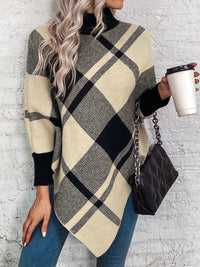 Thumbnail for Plaid Turtleneck Poncho - T - 1 COLOR -