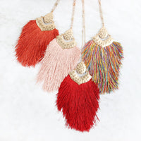 Thumbnail for Arrow Shaped Tassel Pendant Linked Necklace - 10 COLORS -