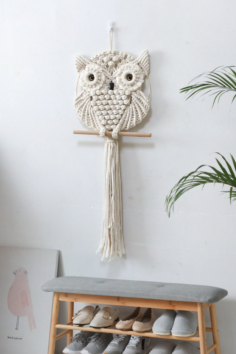 Hand-Woven Owl Macrame Wall Hanging - 31.5" X 11.8" - T - 1 COLOR -