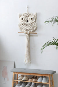 Thumbnail for Hand-Woven Owl Macrame Wall Hanging - 31.5