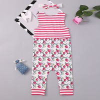 Thumbnail for Floral Striped Round Neck Sleeveless Jumpsuit with Headband - T - 4 SIZES - 1 COLOR -