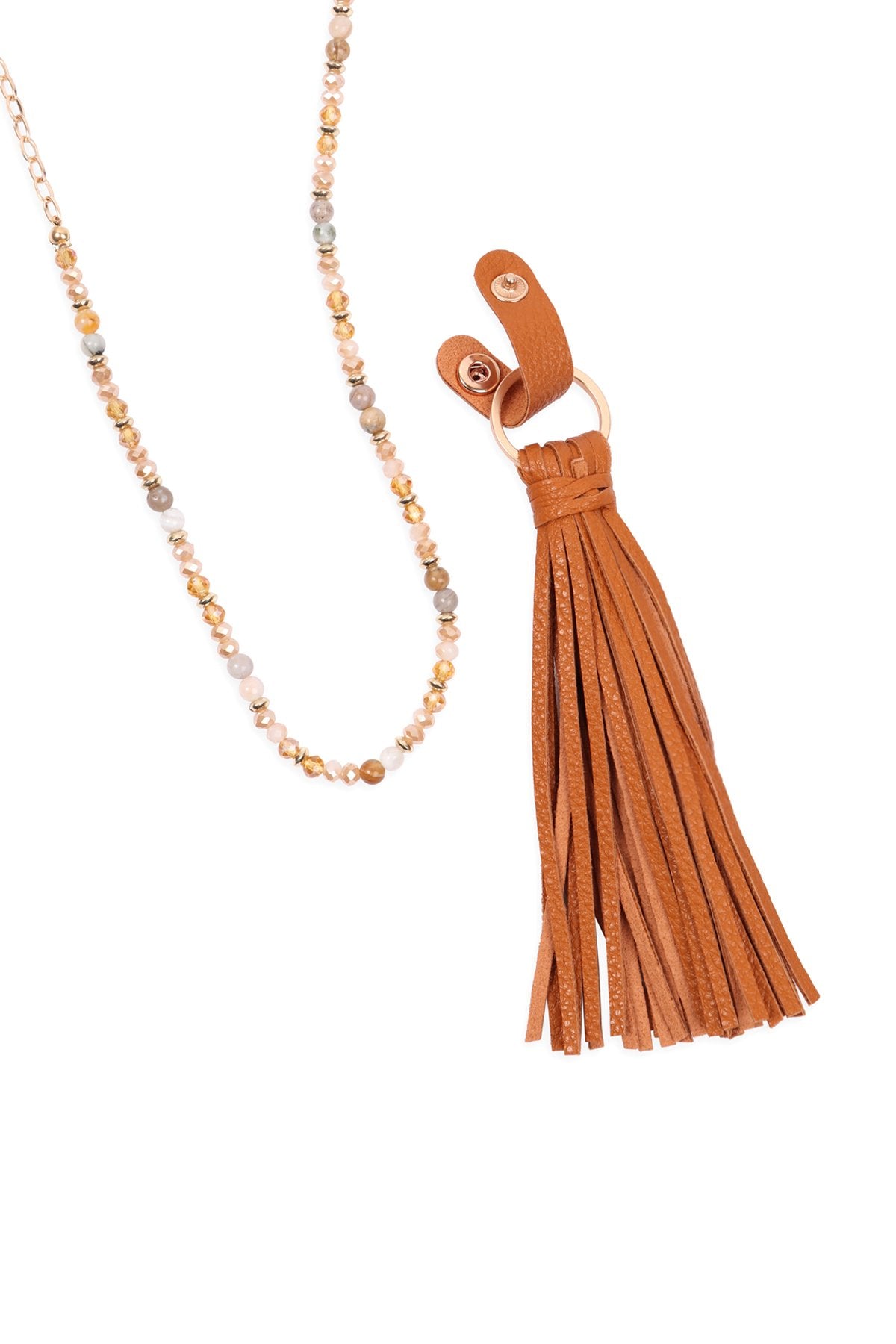 Riah Fashion - Leather Tassel Necklace - 8 COLORS -