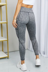 Thumbnail for Rae Mode Full Size Heathered Wide Waistband Yoga Leggings - T - 1 COLOR -