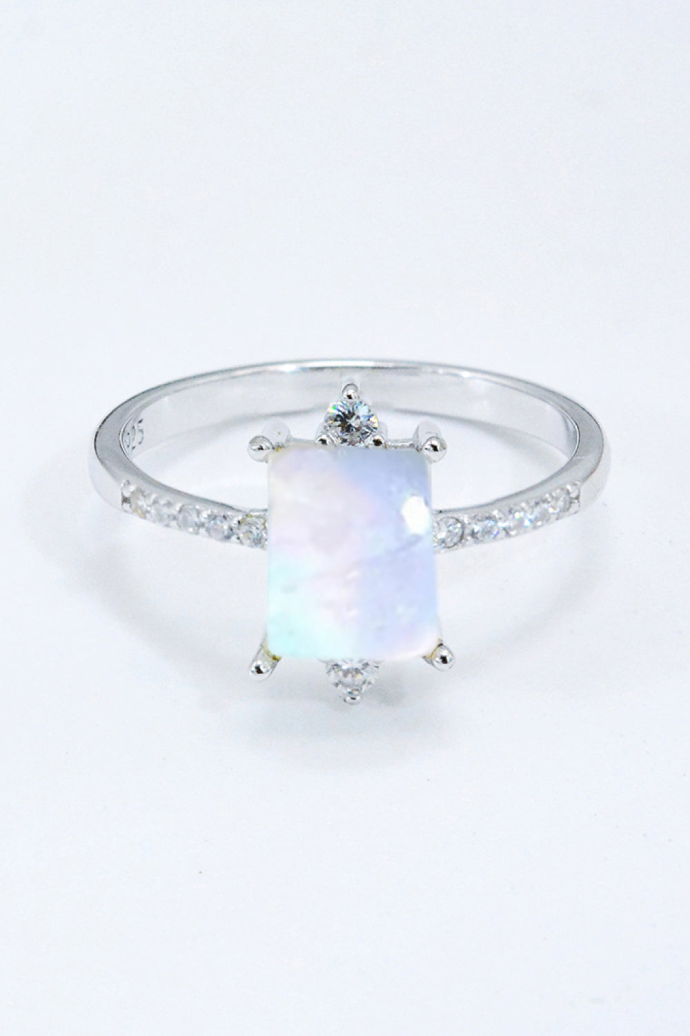 925 Sterling Silver Square Moonstone Ring - T - 2 FINISHES -