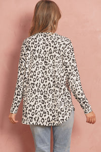 Thumbnail for Riah Fashion - Long Sleeve Animal Print Rounded Hem Top - 2 COLORS -