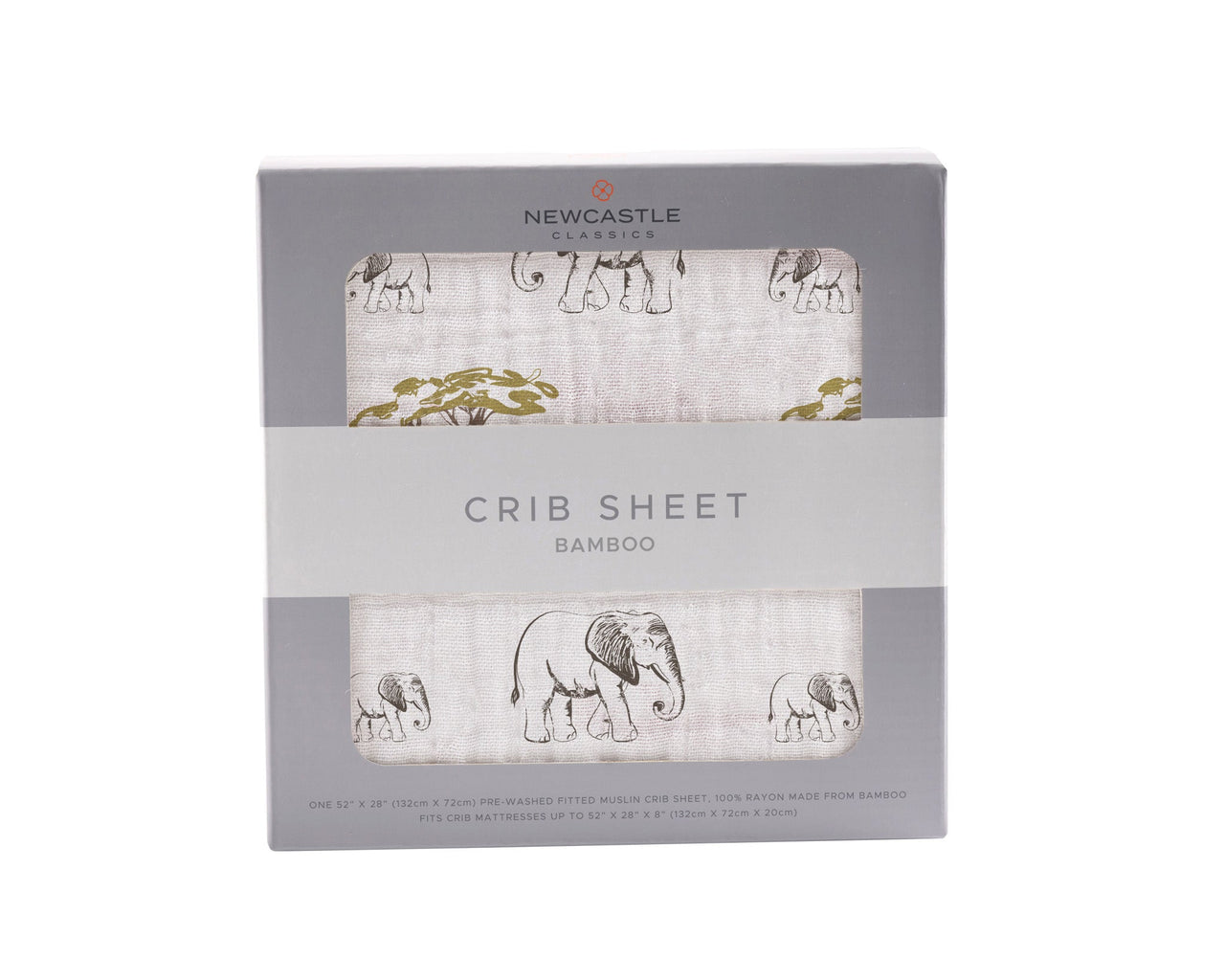 Newcastle - Rhinos and Elephants Bamboo Muslin Crib Sheet -