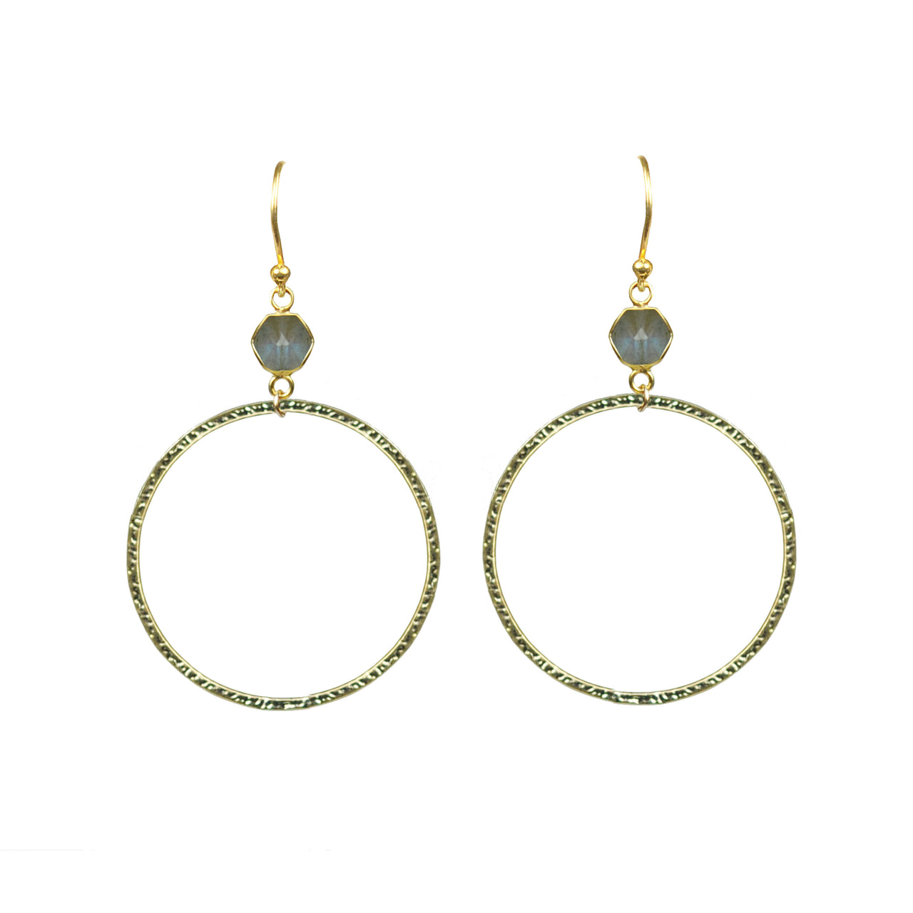 Gena Myint - Labradorite Bezel Circle Earrings -