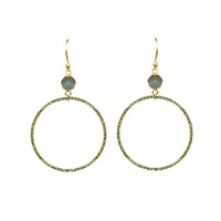 Thumbnail for Gena Myint - Labradorite Bezel Circle Earrings -