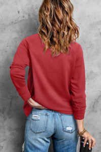 Thumbnail for Heart Pearl Detail Round Neck Sweatshirt - T - 1 COLOR -