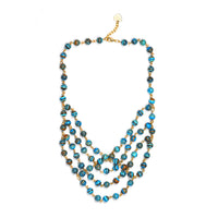 Thumbnail for Gena Myint - Stripe Turquoise Statement Necklace -