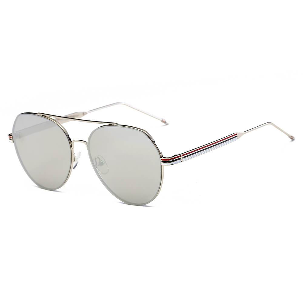 Erie | S2006 - Modern Teardrop Aviator Flat Mirrored Flat Lens Sunglasses - 4 COLORS -