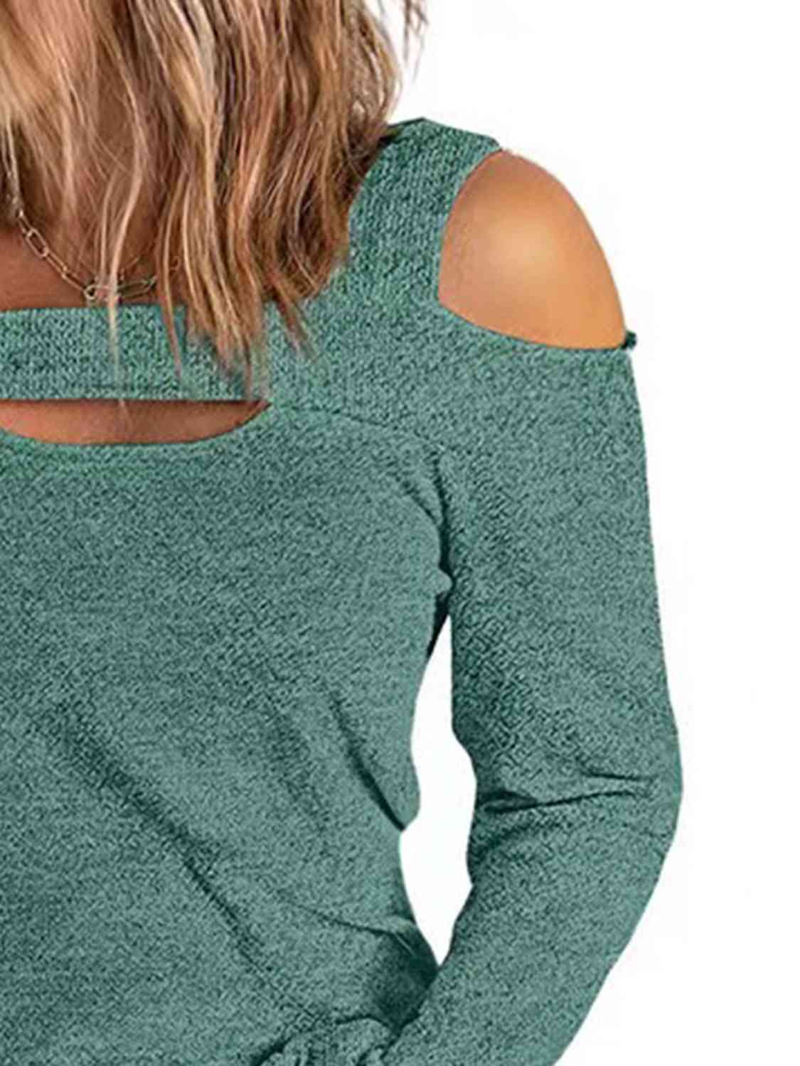 Full Size Cutout Cold Shoulder Blouse - T - 6 COLORS -