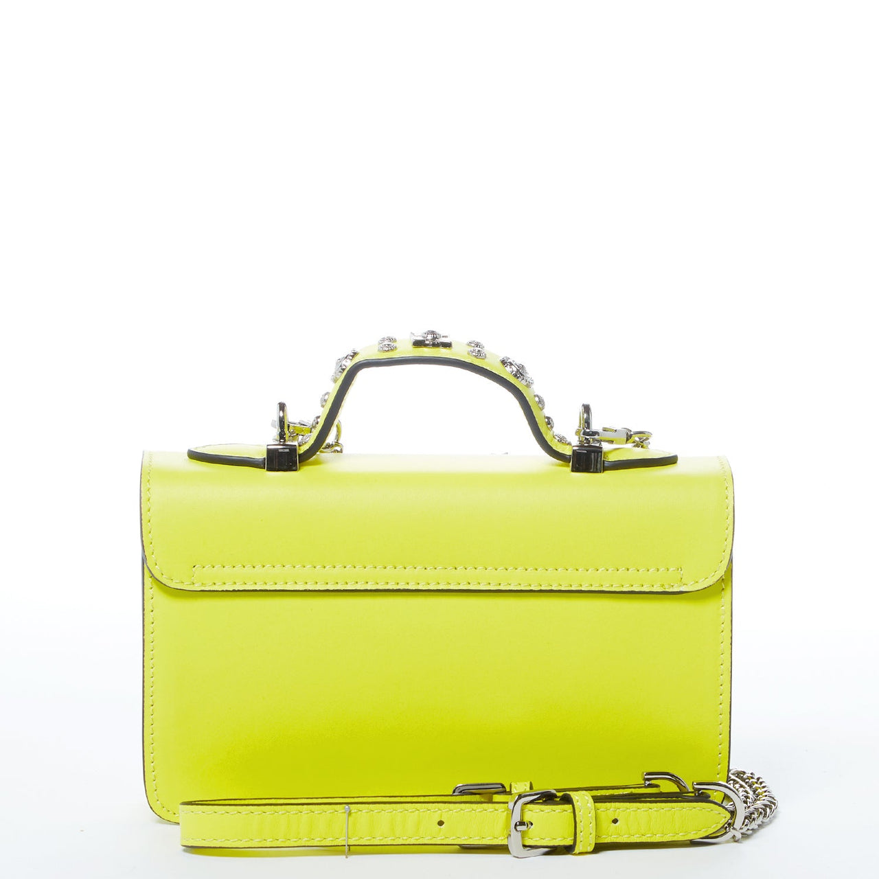 The Hollywood Bright Yellow Studded Leather Crossbody Bag -