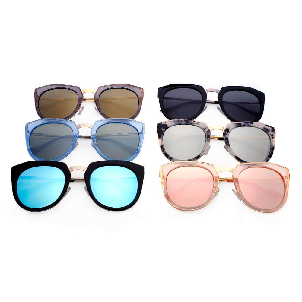 Ferndale | CA12 - Mirrored Polarized Lens Oversize Cat Eye Sunglasses - 6 COLORS -