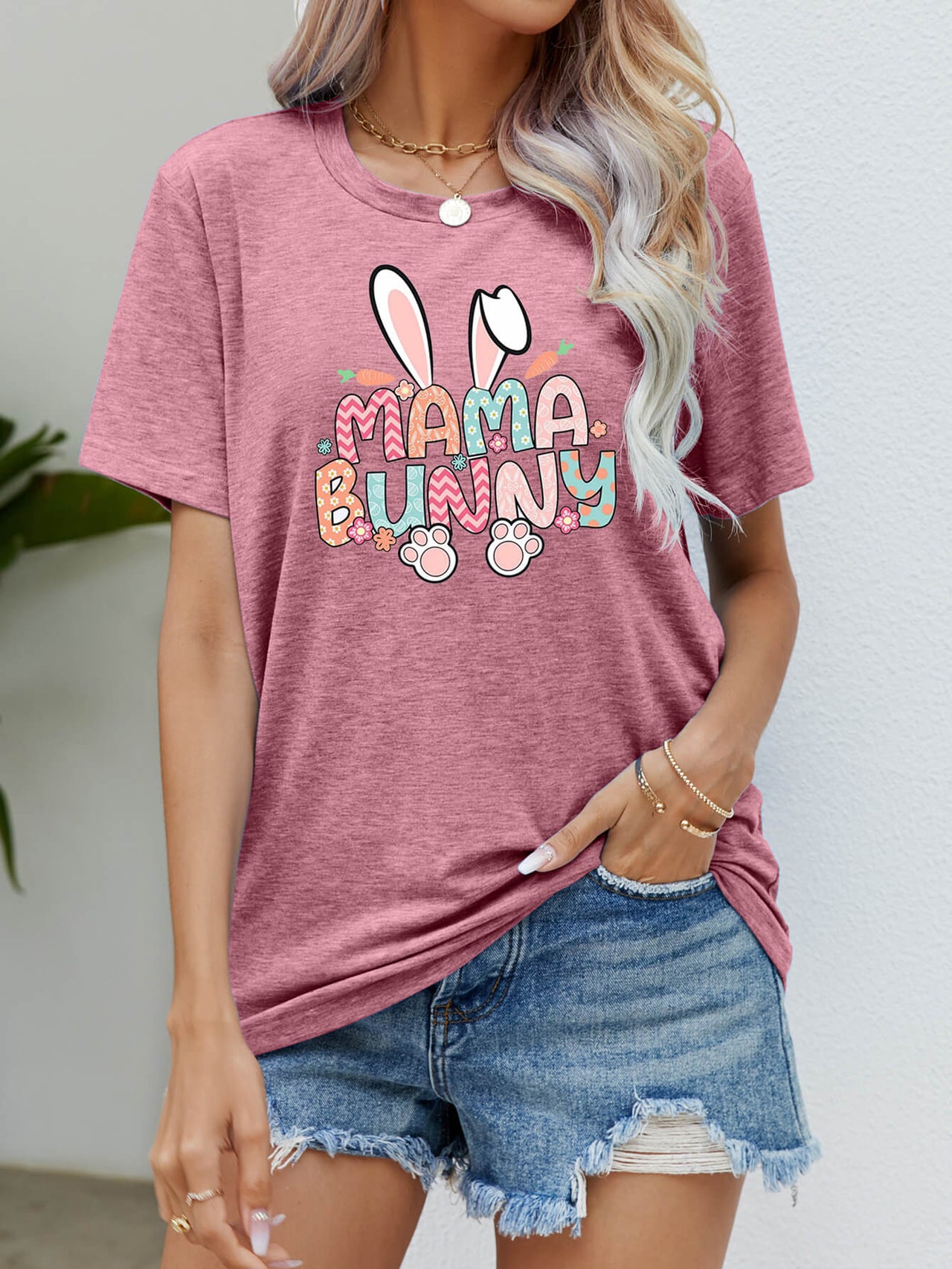 MAMA BUNNY Easter Graphic Short Sleeve Tee - T - 6 COLORS -