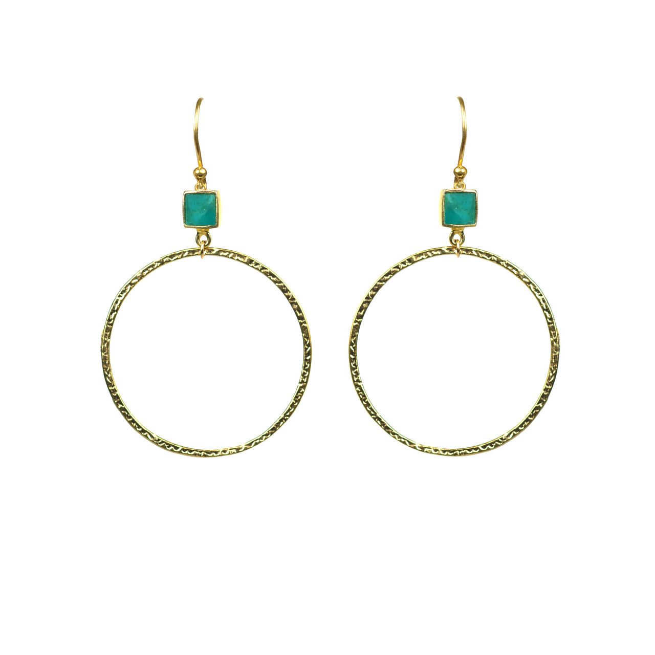 Gena Myint - Turquoise Bezel Circle Earrings -