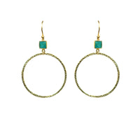 Thumbnail for Gena Myint - Turquoise Bezel Circle Earrings -