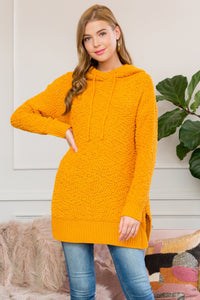 Thumbnail for Riah Fashion - Popcorn Rib Detail Hooded Pullover - 16 COLORS -