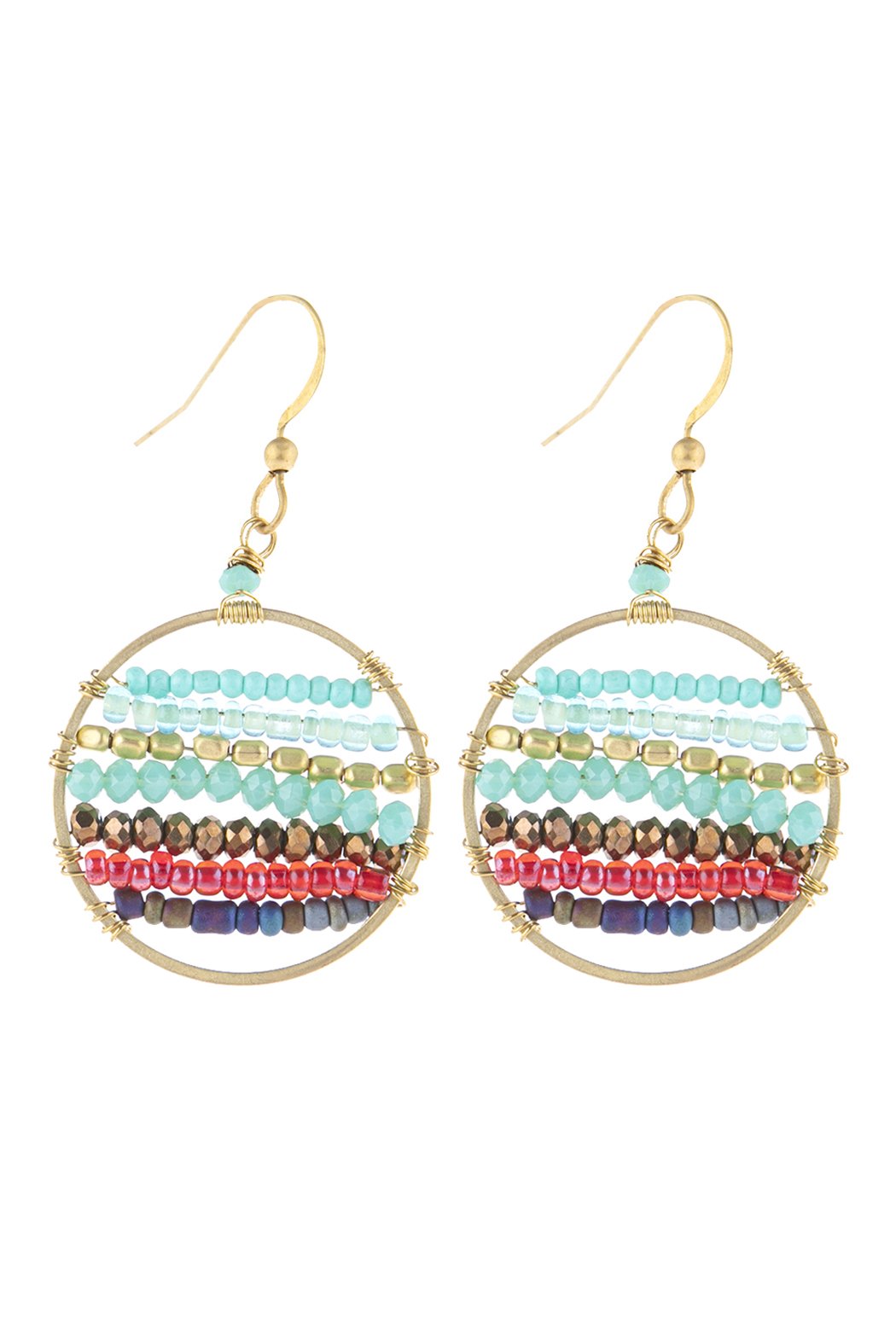 Mixed Beads Drop Earrings - 4 COLORS -