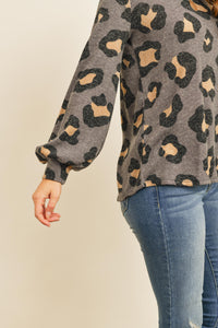 Thumbnail for Riah Fashion - Puff Sleeved Leopard Print Top - 4 COLORS -