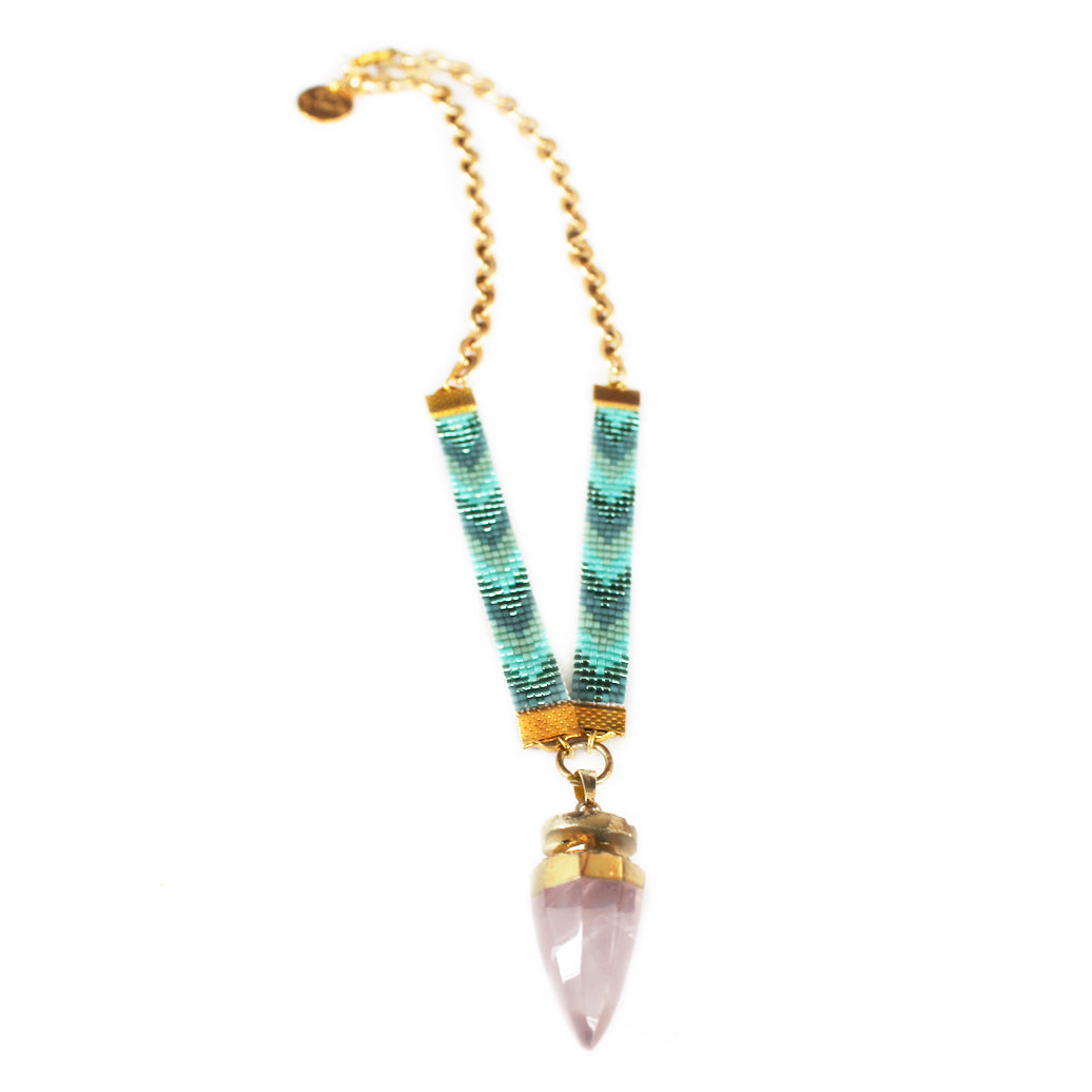 Shh by Sadie - St Tropez Crystal Quartz Necklace - Blue -