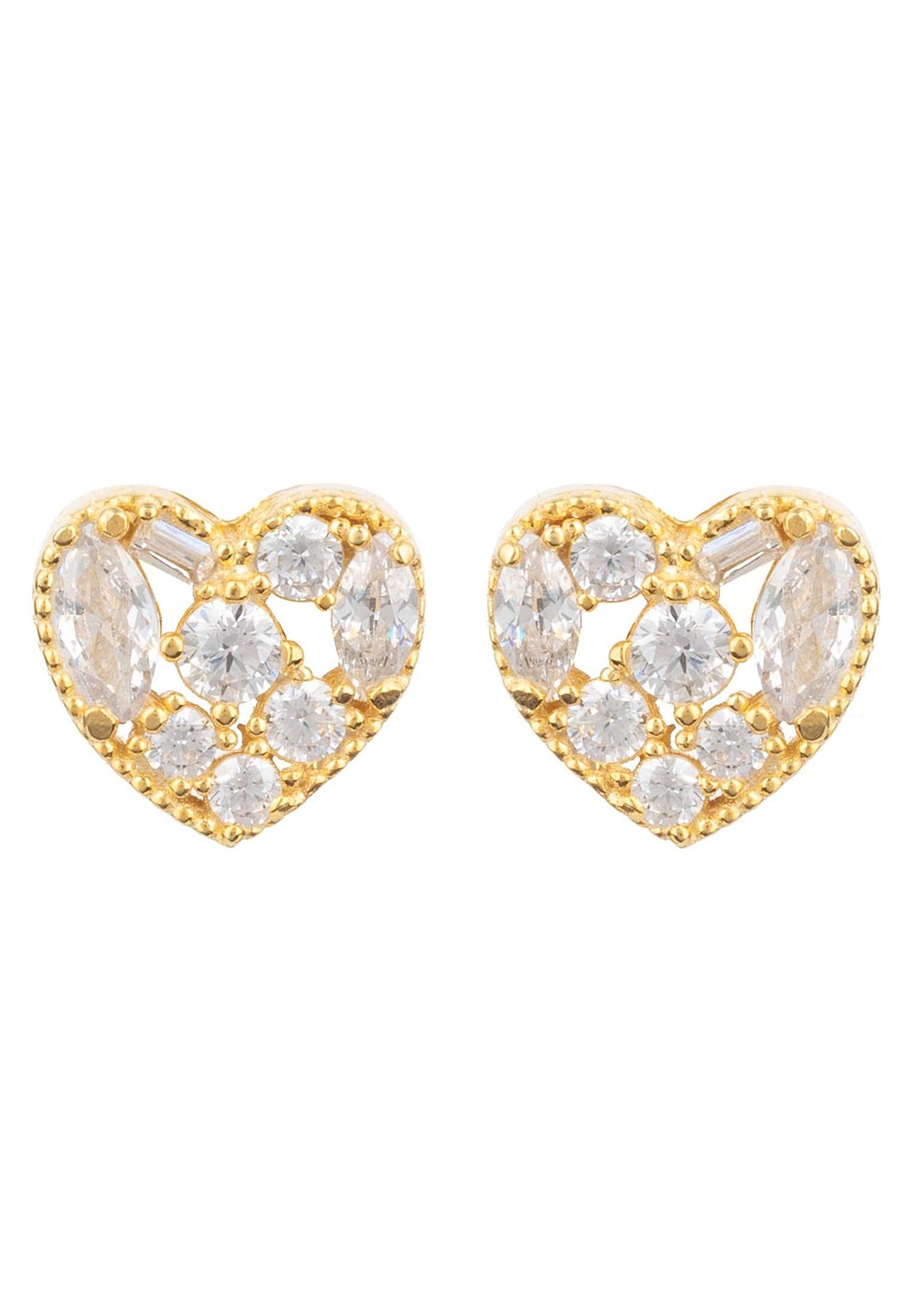 LATELITA - Heart Sparkling Stud Earrings Gold -