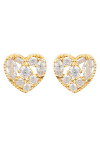 Thumbnail for LATELITA - Heart Sparkling Stud Earrings Gold -