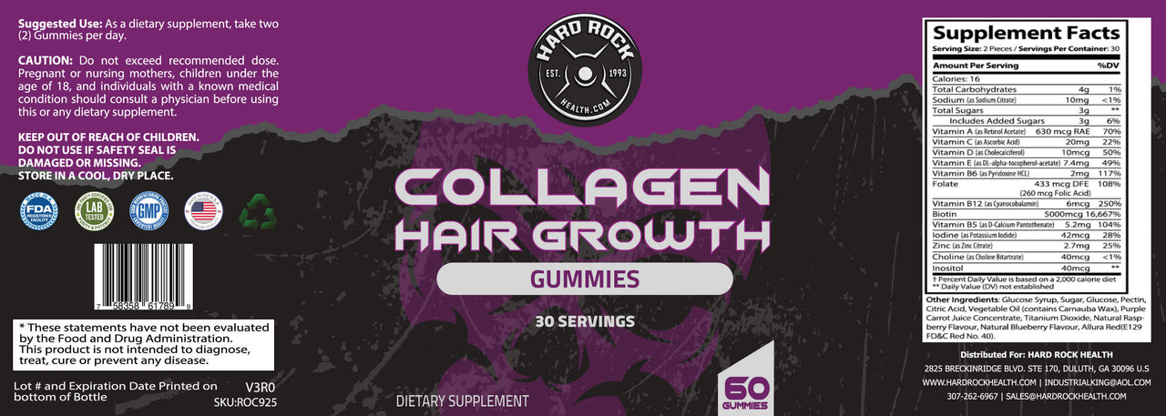 Hair Vitamin Collagen Gummies - 60 Gummies