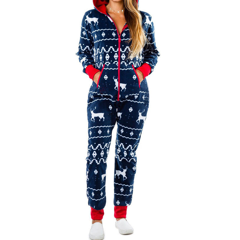 Women's elk print one-piece home wear pajamas - K - 6 PATTERNS - CHECK US OUT! -