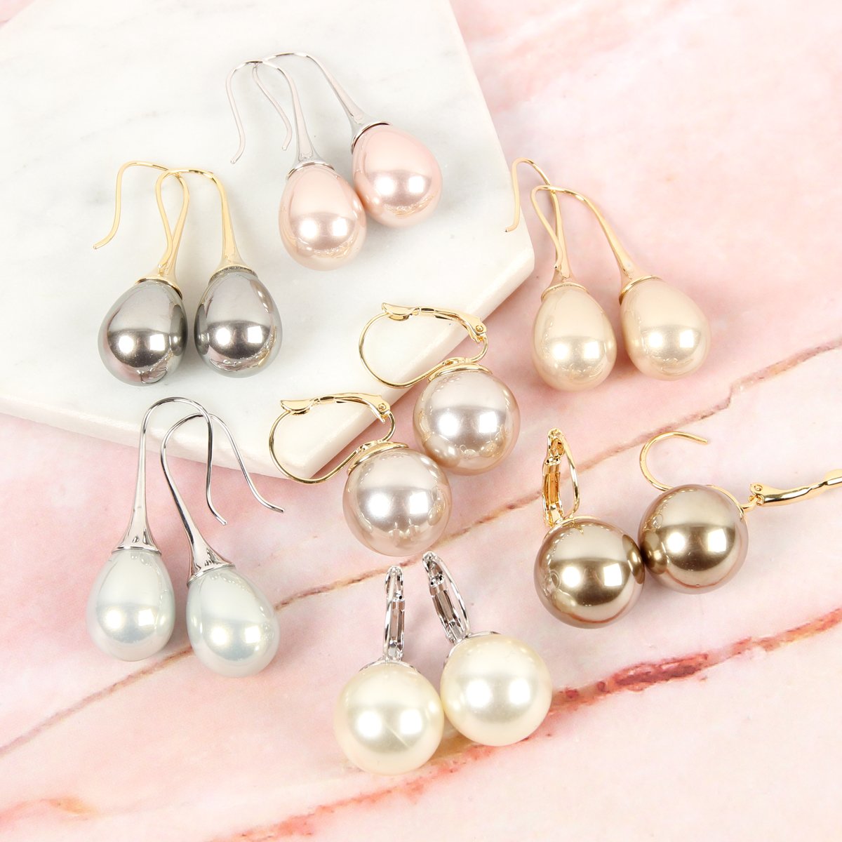 Teardrop Pearl Pull Trough Earrings - 4 COLORS -