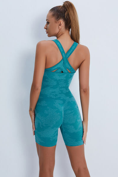 Crisscross Wide Strap Active Romper - T - 4 COLORS -