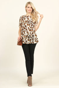 Thumbnail for Riah Fashion - Short Sleeve Leopard Knit Sweater - 2 COLORS -