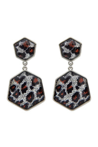 Thumbnail for Glitter Gold Leopard Hexagon Post Dangle Earrings - 4 COLORS -