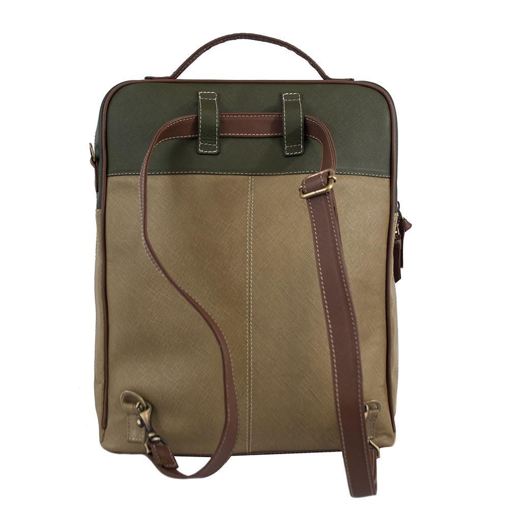 ClaudiaG - Augusta Leather Backpack-Tan/Olive Green - 1 COLOR -