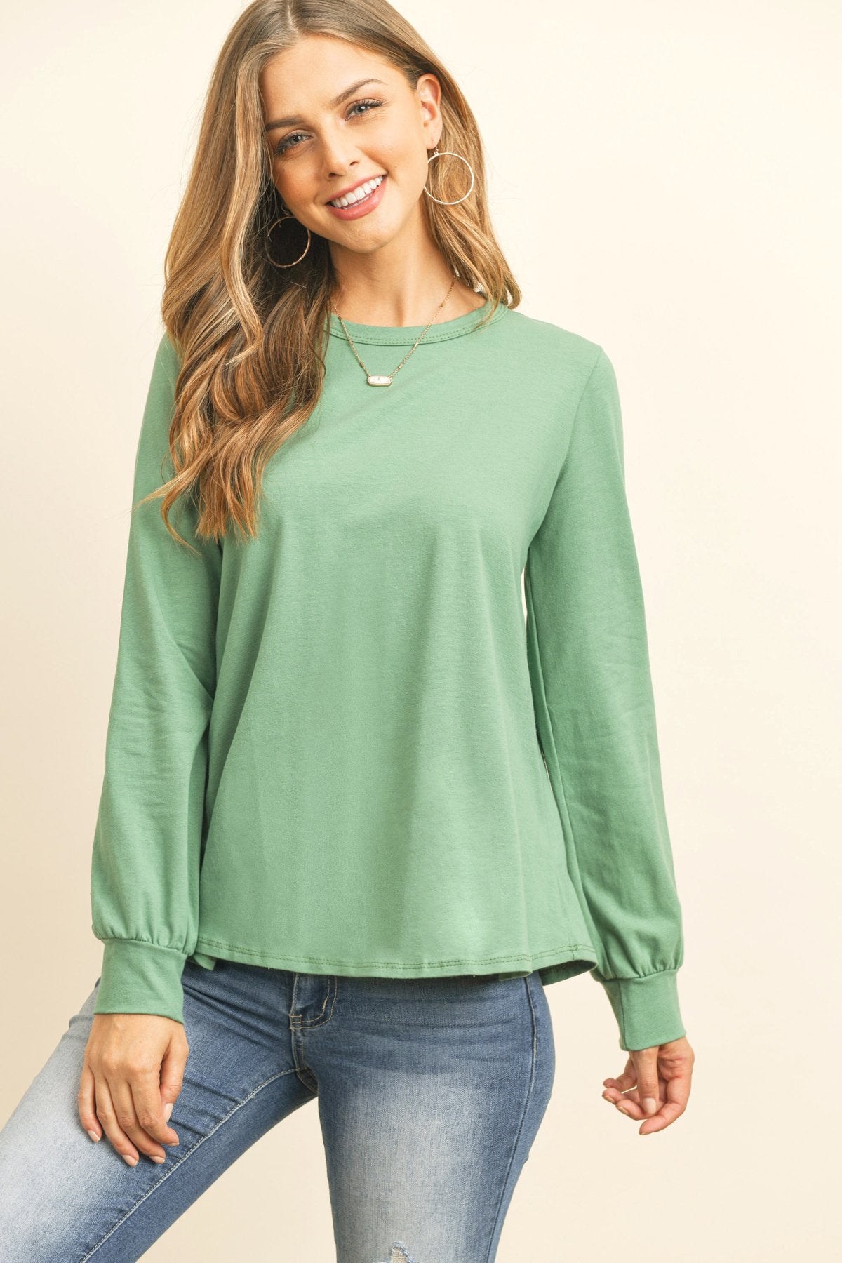 Riah Fashion - Long Sleeve Round Neck Solid Top - 17 COLORS -