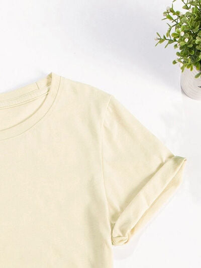 Graphic Round Neck Short Sleeve T-Shirt - T - 3 COLORS -