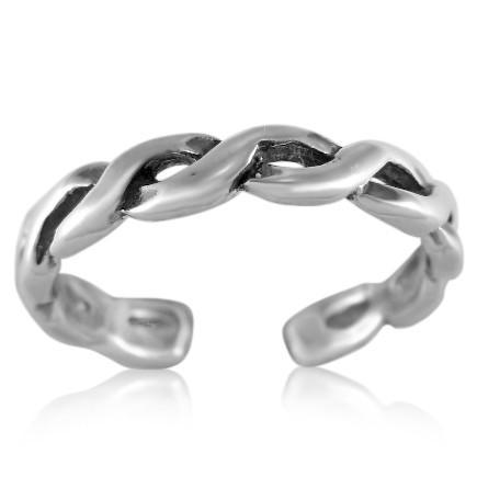 Modern Twist Braid Sterling Silver Toe Ring -