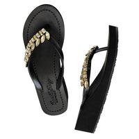 Thumbnail for SAND BY SAYA N.Y. - Smith - Rhinestone Mid Wedge Flip Flops - 2 COLORS -