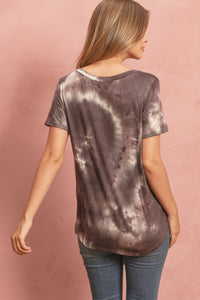 Thumbnail for Riah Fashion - Tie Dye  V-Neck Round Hem Top - 5 COLORS -