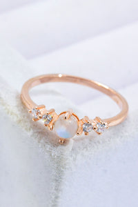 Thumbnail for Natural Moonstone and Zircon 18K Rose Gold-Plated Ring - T - SIZES 6 THRU 9 - 1 FINISH -