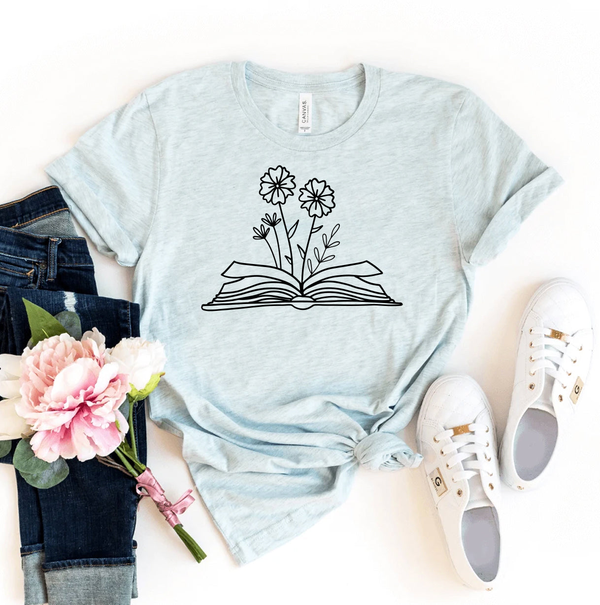 Floral Book T-Shirt - 12 COLORS -