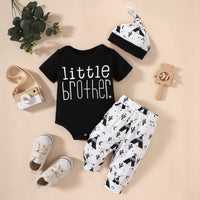 Thumbnail for Baby LITTLE BROTHER Graphic Bodysuit and Printed Joggers Set with Beanie - 3 PCS - T - 1 COLOR -