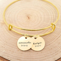 Thumbnail for Personalized Gold Bangle - Kids Name & Date Bracelet -