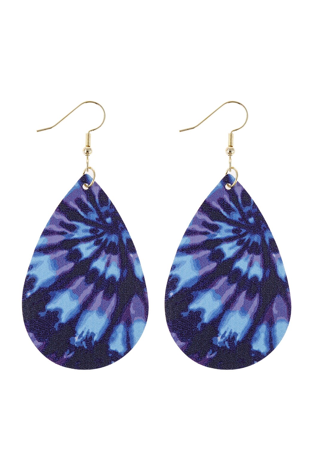 Multicolor Abstract Leather Printed Teardrop Hook Earrings - 4 COLORS -