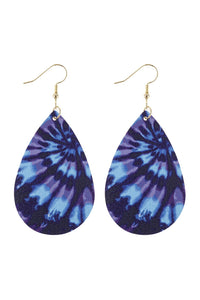 Thumbnail for Multicolor Abstract Leather Printed Teardrop Hook Earrings - 4 COLORS -