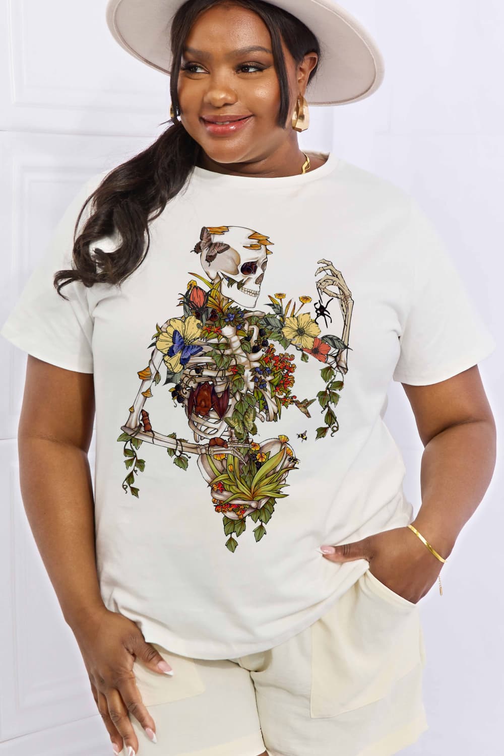 Simply Love Full Size Skeleton Graphic Cotton Tee - SIZES S THRU 3XL - T - 2 COLORS -